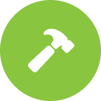 icon hammer circle